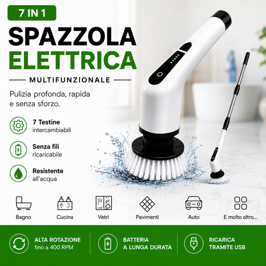 PuliFlex™ la spazzola elettrica 7 in 1 che arriva ovunque.