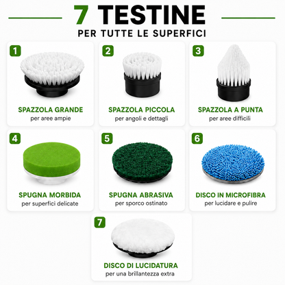 PuliFlex™ la spazzola elettrica 7 in 1 che arriva ovunque.