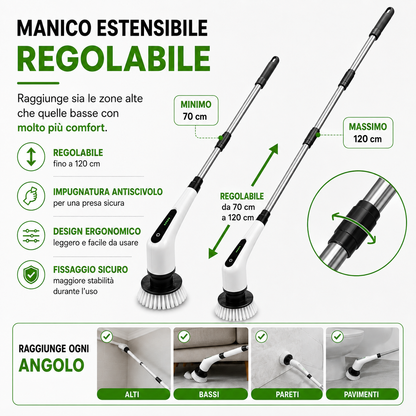 PuliFlex™ la spazzola elettrica 7 in 1 che arriva ovunque.