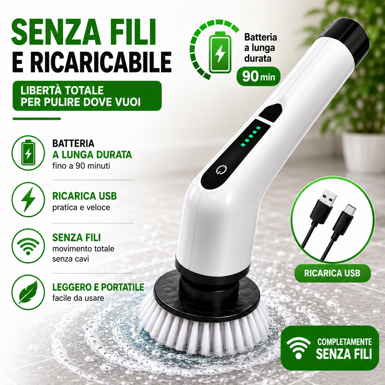 PuliFlex™ la spazzola elettrica 7 in 1 che arriva ovunque.